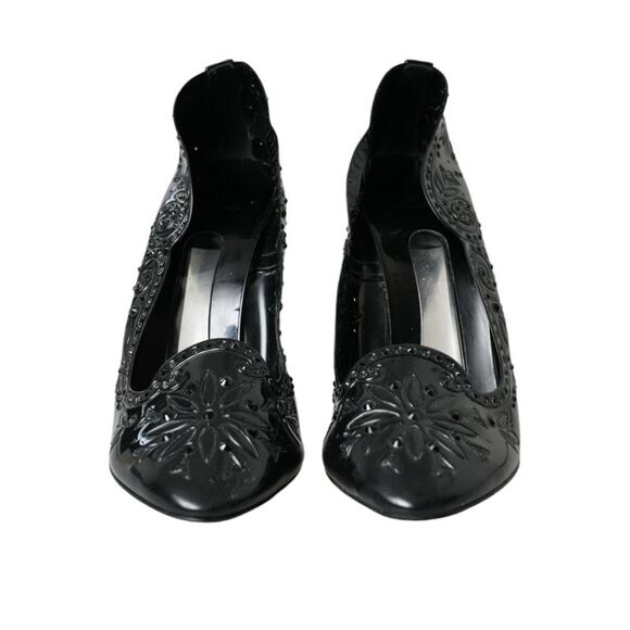 Dolce & Gabbana Floral Patent Leather Pumps High Heel Style Women Black - Picture 2 of 6